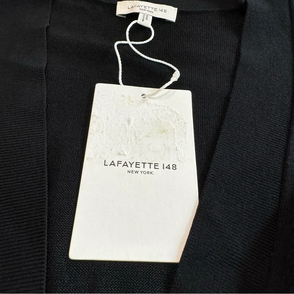 Lafayette 148 Long Cardigan Duster Size 1x Open Front Black - Picture 5 of 10